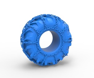 Tire of Timberjack with chains Scale 1:25