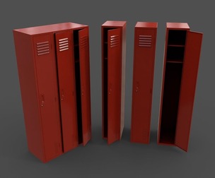 PBR School Gym Locker 03 - Red