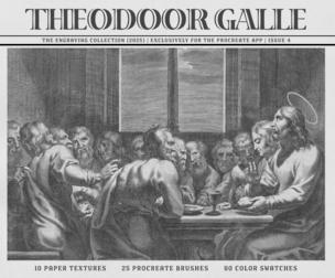 Theodoor Galle Procreate Kit (Procreate Brushes, Paper Textures & Color Palettes)