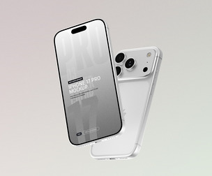 Dual iPhone 17 Pro Mockup PSD Template - Floating Devices