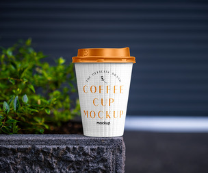 Takeaway Coffee Cup Mockup PSD Template - Outdoor Urban Scene