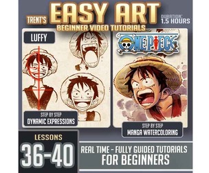 Easy Art Lessons 36- 40 - Drawing Luffy from ONE PIECE Manga and Anime