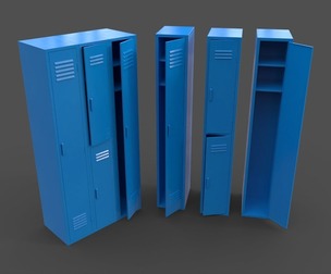 PBR School Gym Locker 04 - Blue Light