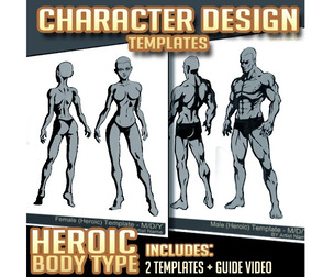 Character Design Template (Heroic Male + Female)