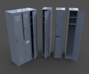 PBR School Gym Locker 04 - Grey