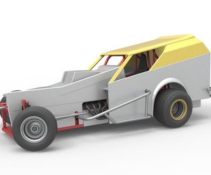 Vintage Dirt Modified stock car V7 while turning  Scale 1:25