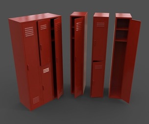 PBR School Gym Locker 04 - Red