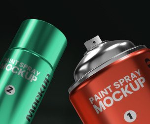 Close-Up Paint Spray Can Mockup PSD Template - Metallic