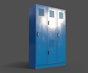 PBR School Gym Locker 05 - Blue Light