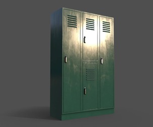 PBR School Gym Locker 05 - Green Dark