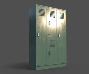 PBR School Gym Locker 05 - Green Light