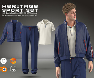 Heritage Sport Set Clo3D | Marvelous Designer | Blend | Obj | 4K Texture