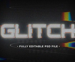Glitch PSD Fully Editable Text Effect. Layer Style PSD Mockup Template