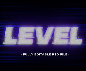 Level PSD Fully Editable Text Effect. Layer Style PSD Mockup Template
