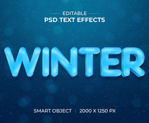 winter PSD Fully Editable Text Effect. Layer Style PSD Mockup Template