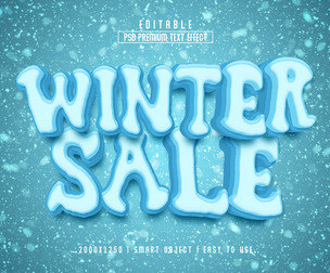 Winter Sale PSD Fully Editable Text Effect. Layer Style PSD Mockup Template