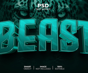 Beast PSD Fully Editable Text Effect. Layer Style PSD Mockup Template