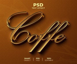 Coffe PSD Fully Editable Text Effect. Layer Style PSD Mockup Template