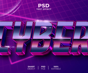 Cyber PSD Fully Editable Text Effect. Layer Style PSD Mockup Template