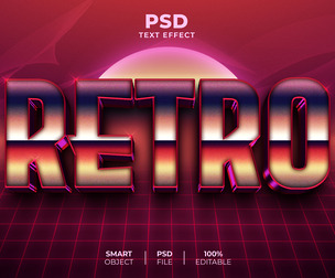 Retro PSD Fully Editable Text Effect. Layer Style PSD Mockup Template