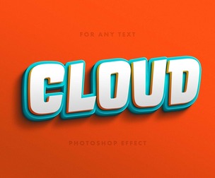 3D Cloud PSD Fully Editable Text Effect. Layer Style PSD Mockup Template