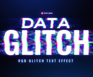 3D Data Glicth PSD Fully Editable Text Effect. Layer Style PSD Mockup Template