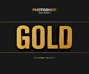 3D Gold PSD Fully Editable Text Effect. Layer Style PSD Mockup Template