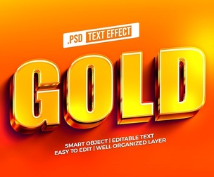 3D Gold PSD Fully Editable Text Effect. Layer Style PSD Mockup Template