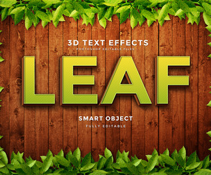 3D Leaf PSD Fully Editable Text Effect. Layer Style PSD Mockup Template