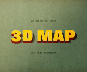 3D Map PSD Fully Editable Text Effect. Layer Style PSD Mockup Template