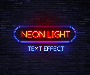 3D Neon Light PSD Fully Editable Text Effect. Layer Style PSD Mockup Template