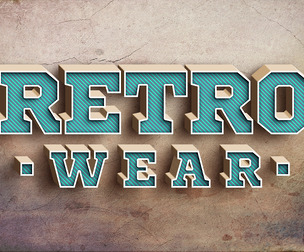 3D Retro Wear PSD Fully Editable Text Effect. Layer Style PSD Mockup Template