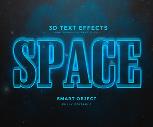 3D Space PSD Fully Editable Text Effect. Layer Style PSD Mockup Template