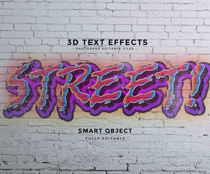 3D Street! PSD Fully Editable Text Effect. Layer Style PSD Mockup Template