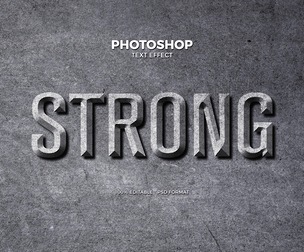 3D Strong PSD Fully Editable Text Effect. Layer Style PSD Mockup Template