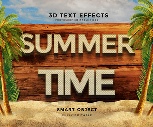 3D Summer Time PSD Fully Editable Text Effect. Layer Style PSD Mockup Template