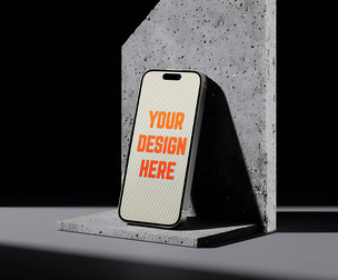 Vertical iPhone 17 Pro Max Mockup PSD Template Against Concrete