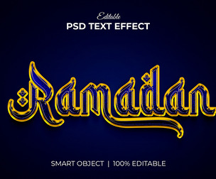 3D Ramadan PSD Fully Editable Text Effect. Layer Style PSD Mockup Template