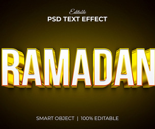3D Ramadan PSD Fully Editable Text Effect. Layer Style PSD Mockup Template