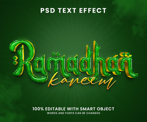 3D Ramadan PSD Fully Editable Text Effect. Layer Style PSD Mockup Template