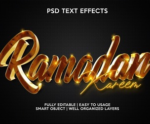 3D Ramadan PSD Fully Editable Text Effect. Layer Style PSD Mockup Template