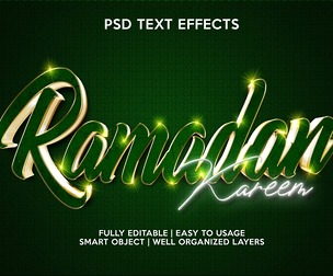 3D Ramadan PSD Fully Editable Text Effect. Layer Style PSD Mockup Template