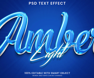 3D Amber PSD Fully Editable Text Effect. Layer Style PSD Mockup Template