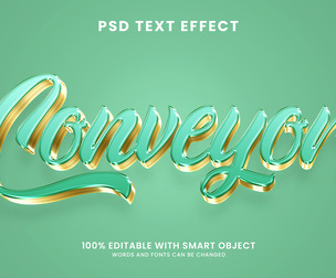 3D Conveyor PSD Fully Editable Text Effect. Layer Style PSD Mockup Template