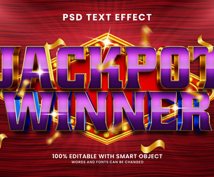 3D Jackpot Winer PSD Fully Editable Text Effect. Layer Style PSD Mockup Template