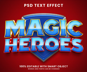 3D Magic Heroes PSD Fully Editable Text Effect. Layer Style PSD Mockup Template