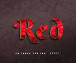 3D Red PSD Fully Editable Text Effect. Layer Style PSD Mockup Template
