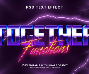 3D Together PSD Fully Editable Text Effect. Layer Style PSD Mockup Template