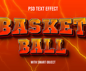 Basket Ball PSD Fully Editable Text Effect. Layer Style PSD Mockup Template