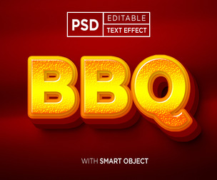 BBQ PSD Fully Editable Text Effect. Layer Style PSD Mockup Template